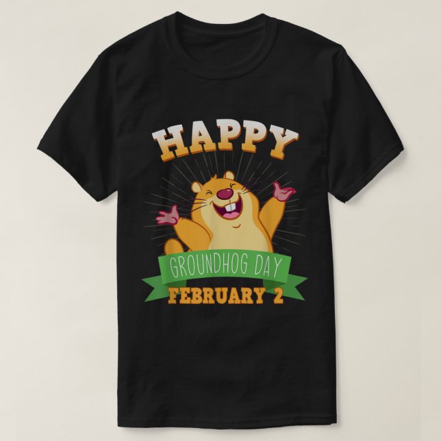 Happy Groundhog Day Long Sleeve Shirt February 2 F (Design Front)