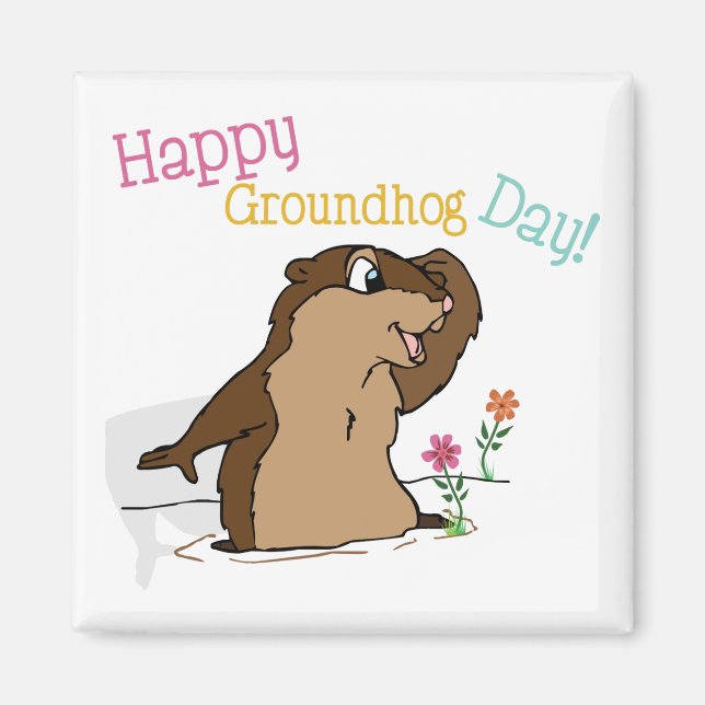 Happy Groundhog Day Magnet (Front)