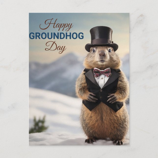 Happy Groundhog Day Postcard (Front)