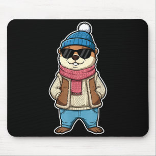 Happy Groundhog Day Shadow Cute Groundhog Funny  Mouse Mat