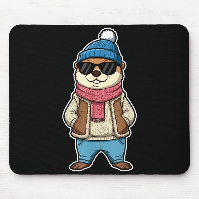 Happy Groundhog Day Shadow Cute Groundhog Funny  Mouse Mat (Front)