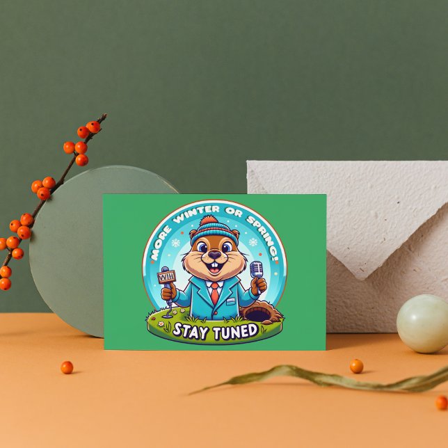 Happy Groundhog Day : Spring Or Winter News Report Postcard (Creator Uploaded)