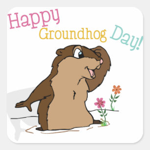 Happy Groundhog Day Square Sticker