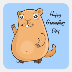 Happy Groundhog Day Square Sticker