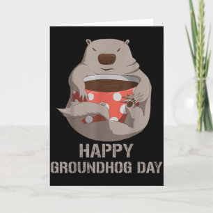 Happy Groundhog Day Tee Funny Coffee Lover Retro M Card