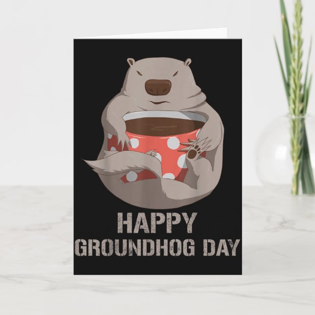 Happy Groundhog Day Tee Funny Coffee Lover Retro M Card (Front)