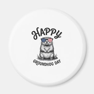 Happy Groundhog Day Vintage Engraving Shirt Design Magnet
