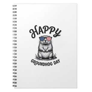 Happy Groundhog Day Vintage Engraving Shirt Design Notebook