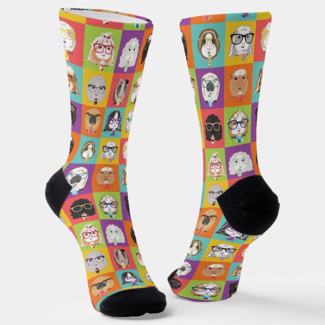 Happy Guinea Pigs  Socks (Angled)