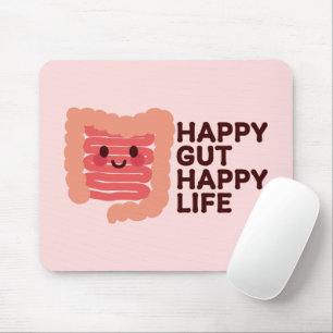 Happy Gut, Happy Life – Cute Smiling Intestine Mouse Mat