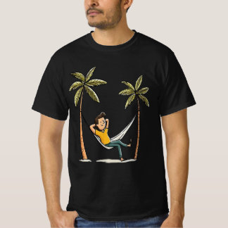 Happy Guy In Hammock Beach Holiday Art T-Shirt