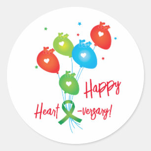 Happy Haert-versary Transplant Balloons  Classic Round Sticker