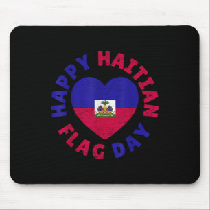 Happy Haitian Flag Day Cool Haiti Flag Heart Women Mouse Mat