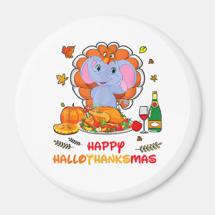Happy Hallo Thanks Mas Elephant Thanksgiving Gift Magnet