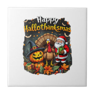 Happy Hallo Thanks mas Merry Christmas Santa Claus Tile
