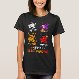 Happy Hallo Thanks Mas Thanksgiving Halloween Xmas T-Shirt