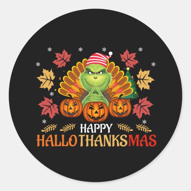 happy hallo thanksmas classic round sticker (Front)