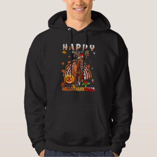 Happy Hallo Thanksmas Turkey Horse Christmas Reind Hoodie
