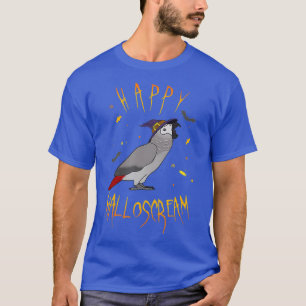 Happy Halloscream African Grey Parrot Witch Hat T-Shirt