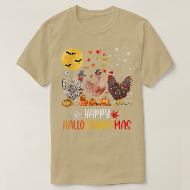 Happy Hallothankmas Chicken  T-Shirt (Design Front)
