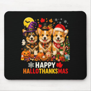 Happy Hallothankmas Corgi Xmas Halloween Mouse Mat