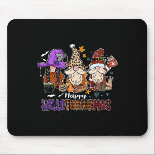 Happy Hallothankmas Gnomeis Halloween Thanksgiving Mouse Mat