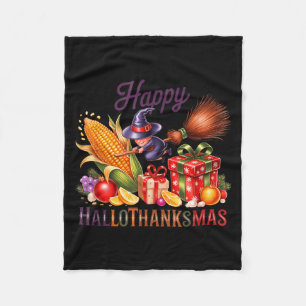 Happy Hallothankmas Witch Cornucoa  Fleece Blanket