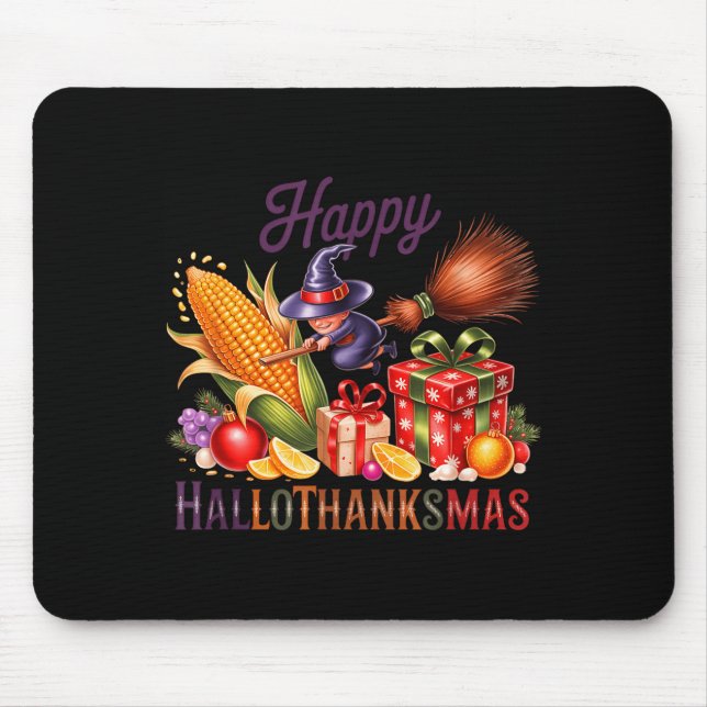 Happy Hallothankmas Witch Cornucoa  Mouse Mat (Front)
