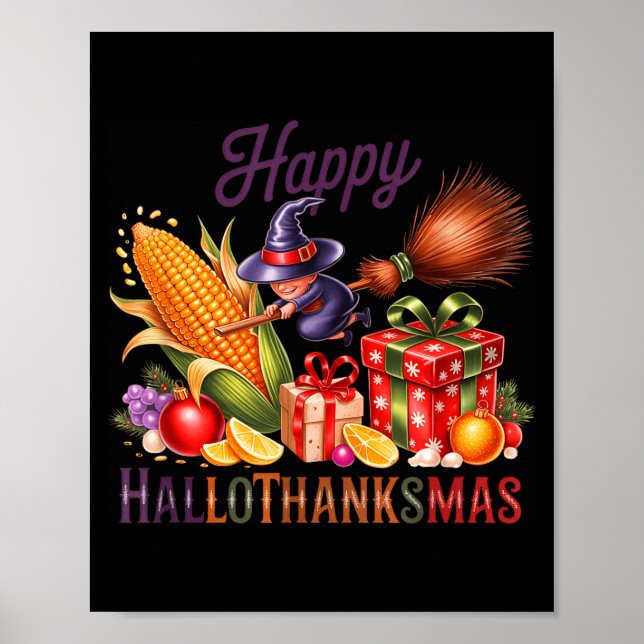 Happy Hallothankmas Witch Cornucoa  Poster (Front)