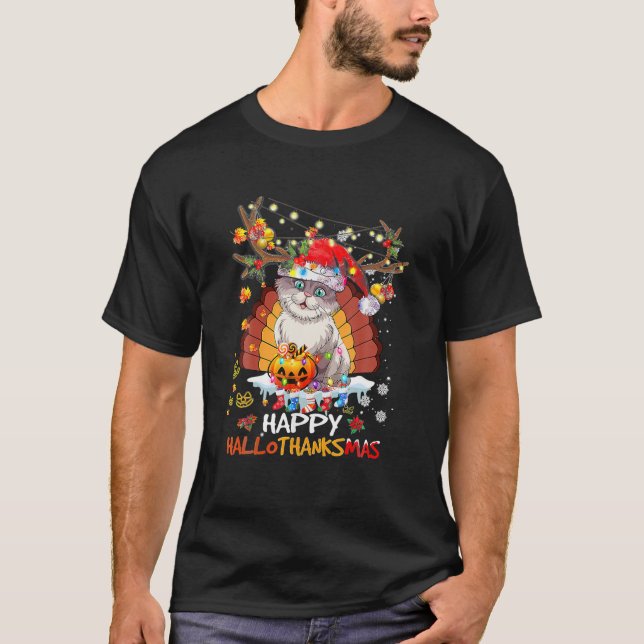 Happy Hallothanksmas 2021Cute Cat Halloween Merry T-Shirt (Front)