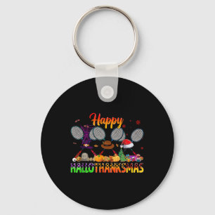 Happy Hallothanksmas Badminton Witch Hat Christmas Key Ring