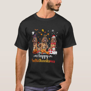 Happy Hallothanksmas Basset Hound Dog Halloween Ch T-Shirt