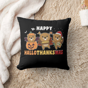Happy Hallothanksmas Beaver Christmas Beaver Cushion