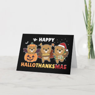 Happy Hallothanksmas Beaver Christmas Beaver Holid Holiday Card