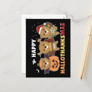 Happy Hallothanksmas Beaver Christmas Beaver Holid Holiday Postcard