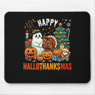 Happy Hallothanksmas Black Cartoon Halloween For K Mouse Mat