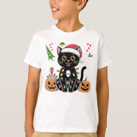 Happy Hallothanksmas Black Cat Halloween pumpkins