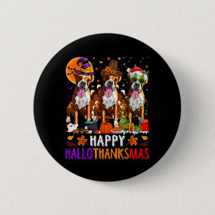 Happy Hallothanksmas Boxer Dog Halloween Christmas 6 Cm Round Badge