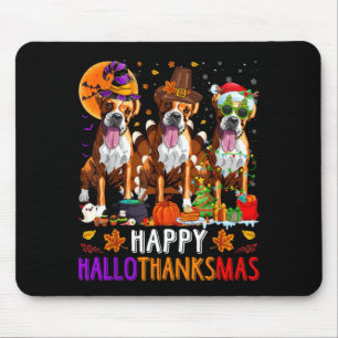 Happy Hallothanksmas Boxer Dog Halloween Christmas Mouse Mat