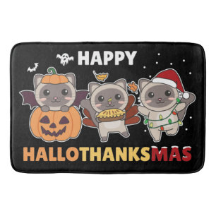 Happy Hallothanksmas Cat Christmas Elephant Bath M Mat