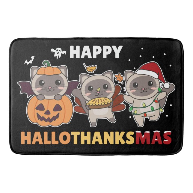 Happy Hallothanksmas Cat Christmas Elephant Bath M Mat (Front)