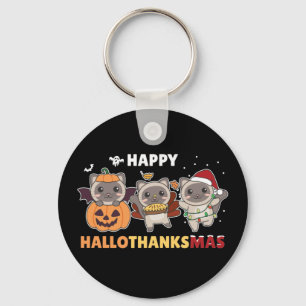 Happy Hallothanksmas Cat Christmas Elephant Keycha Key Ring