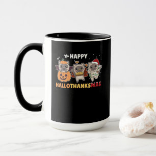 Happy Hallothanksmas Cat Christmas Elephant Mug