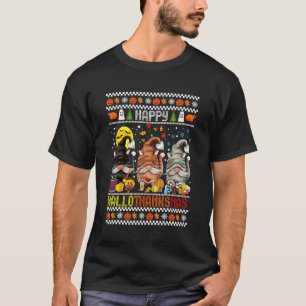 Happy Hallothanksmas Cat Gnomes Cat 1 T-Shirt