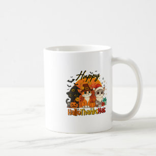 Happy Hallothanksmas Cat Halloween Christmas Thank Coffee Mug