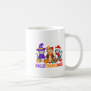 Happy Hallothanksmas Cat Halloween Thanksgiving Ch Coffee Mug