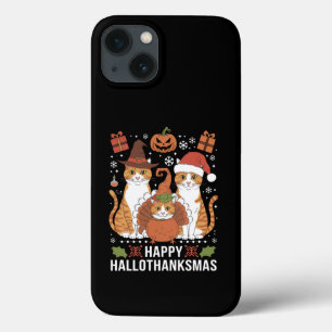 Happy Hallothanksmas Cats Halloween Christmas iPhone 13 Case