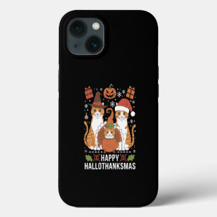 Happy Hallothanksmas Cats Halloween Christmas  iPhone 13 Case