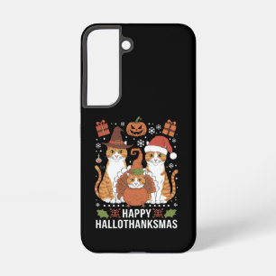 Happy Hallothanksmas Cats Halloween Christmas  Samsung Galaxy Case