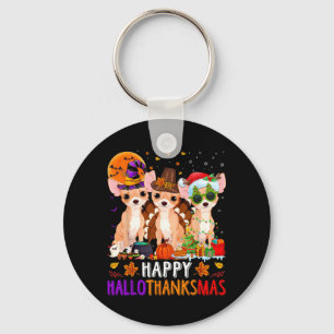 Happy Hallothanksmas Chihuahua Dog Halloween Key Ring